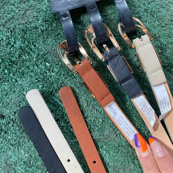 Belts | NWT Fashion Faux Leather Thin Belts - Set of 3 - Picture 2 of 3